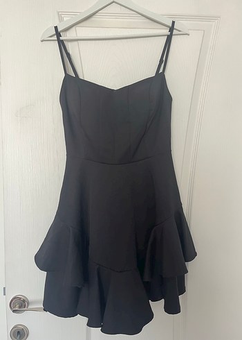 Siyah Mini Fırfırlı Kadın Elbise - Görsel 2