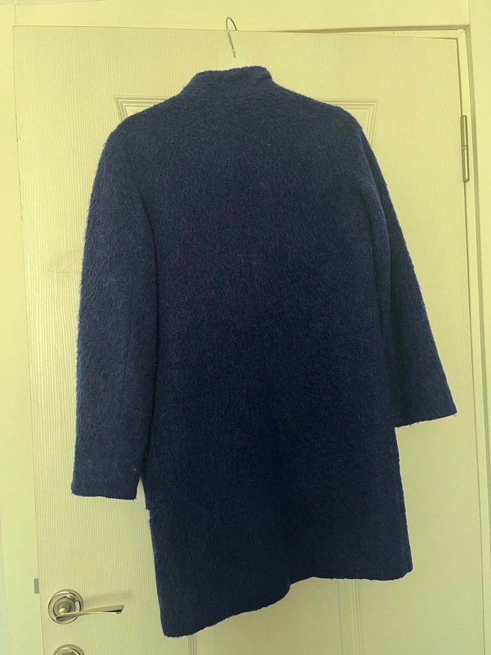 Düğmeli Lacivert Uzun Kaban - Görsel 2