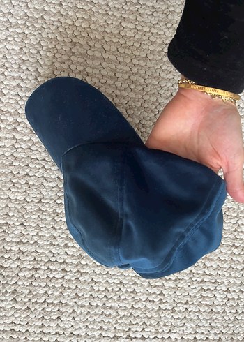 Kadın Lacivert kadife Kumaş Şapka - Görsel 3