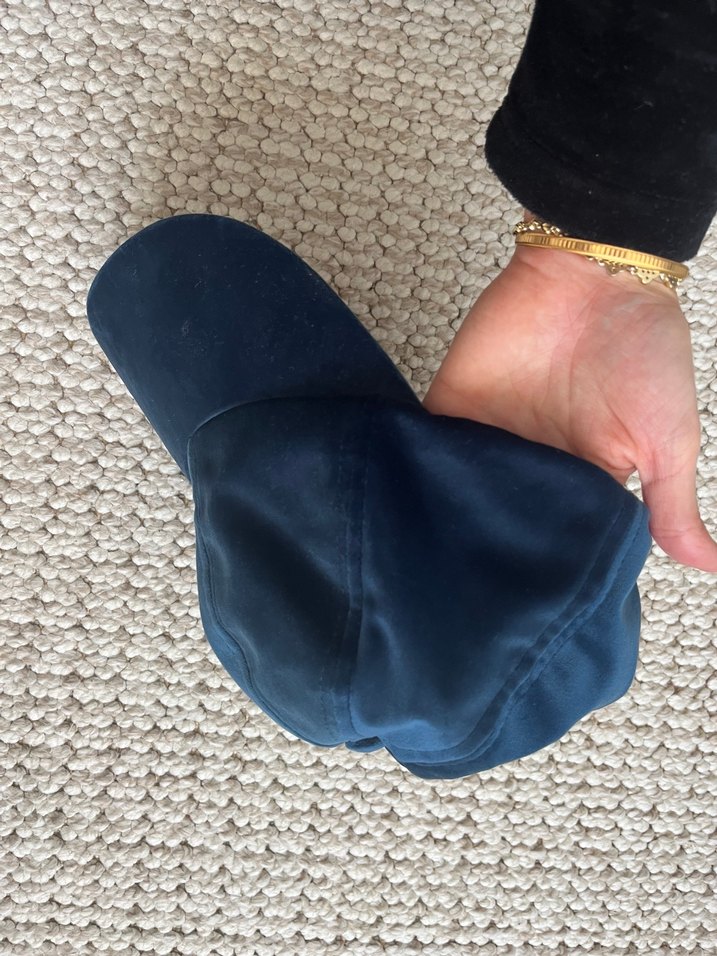 Kadın Lacivert kadife Kumaş Şapka - Görsel 3