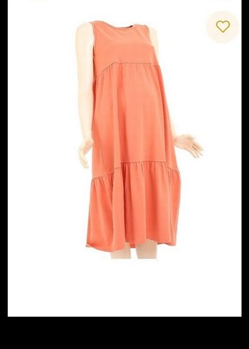 turuncu kısa Kollu Hamile elbise geniş kesim - Görsel 2