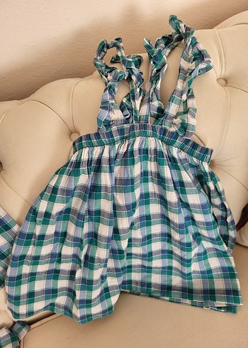 dikim Düğme görselli Yeşil Uzun Pamuklu Elbise - Görsel 2