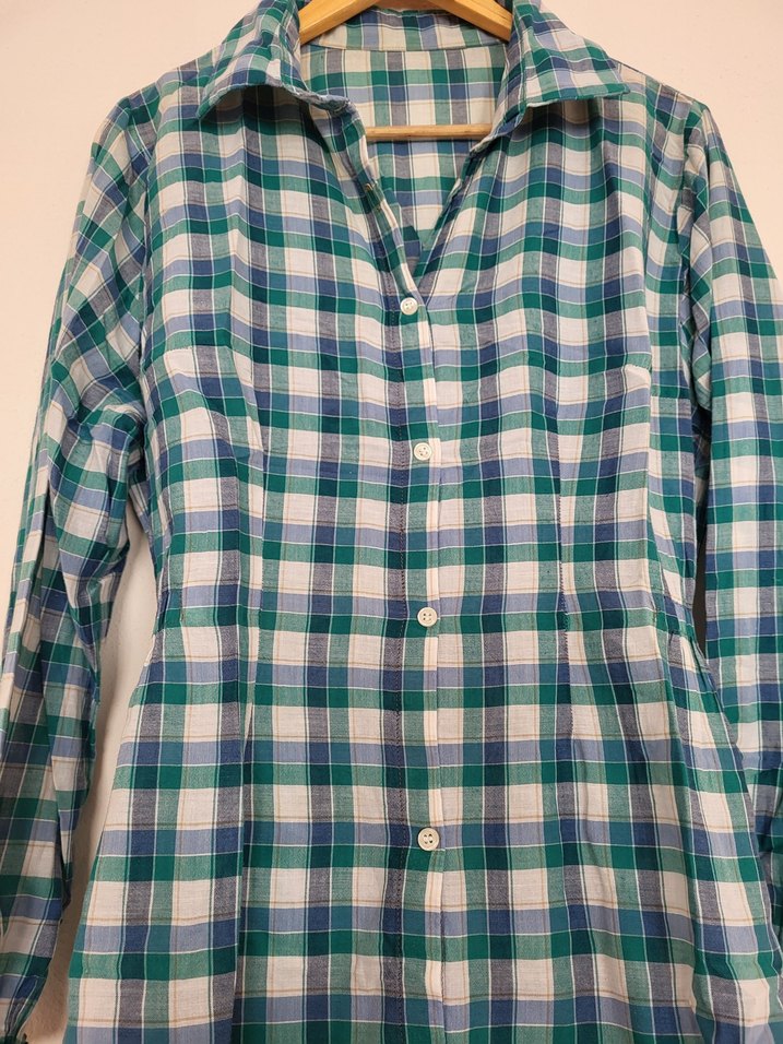 dikim Düğme görselli Yeşil Uzun Pamuklu Elbise - Görsel 4