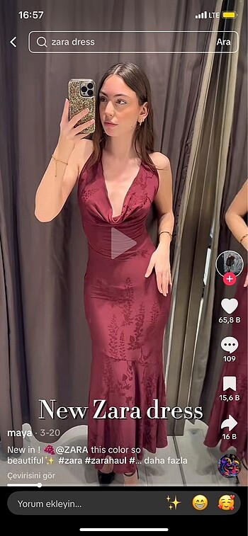 Zara bordo elbise