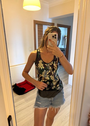 Designer Payetli askılı bluz