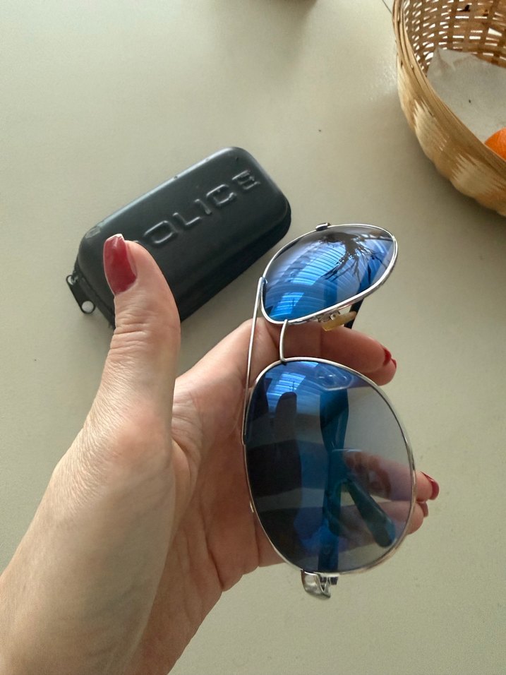 Metal Çerçeveli Mavi Güneş Gözlüğü - Görsel 5