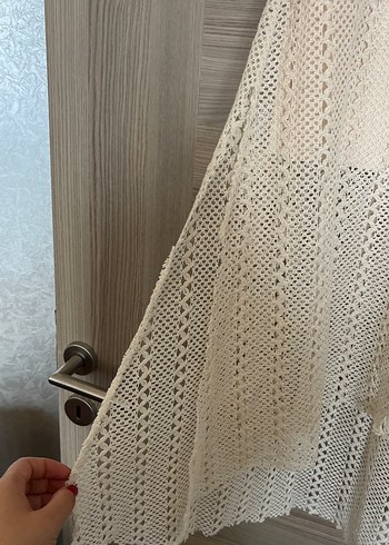 m Beden ten rengi Renk Dantel Detaylı Bohem Uzun Örgü Etek