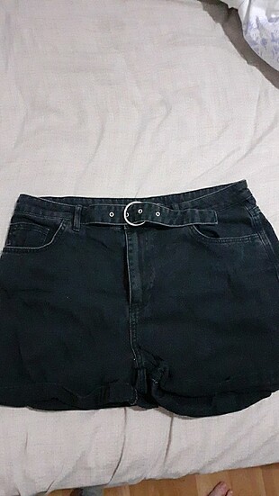 Yüksek bel siyah şort mom fit
