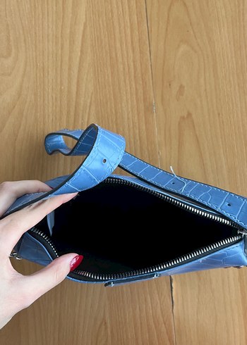 Mavi Yılan Desenli Zincir Detaylı Kadın Çanta - Görsel 2