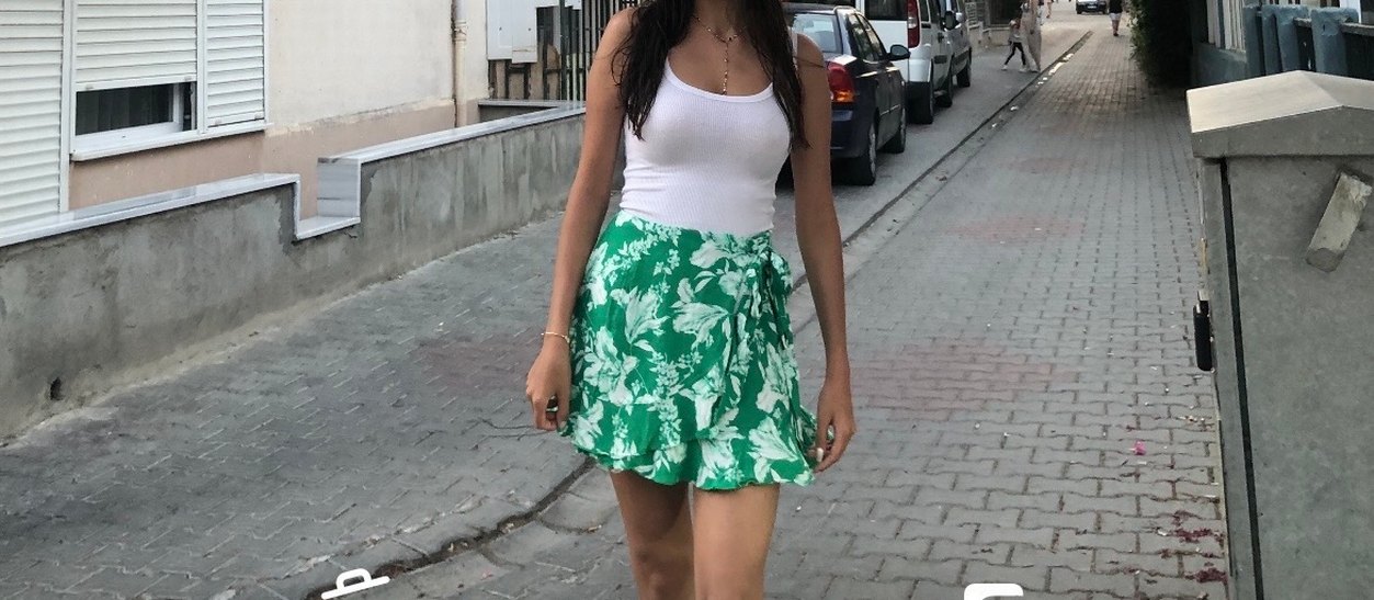 Yeşil Bağlamalı Mini Etek - Görsel 2