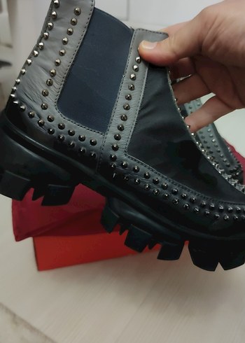 Gri Çivili Rock Punk Platform Botlar - Görsel 7