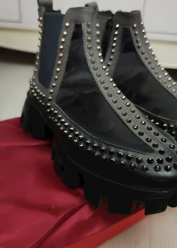 Gri Çivili Rock Punk Platform Botlar - Görsel 6