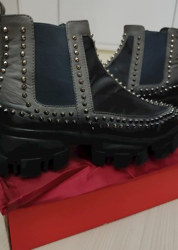 Gri Çivili Rock Punk Platform Botlar - Görsel 3