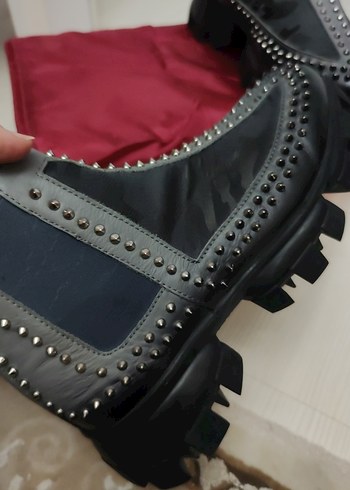 Gri Çivili Rock Punk Platform Botlar - Görsel 9