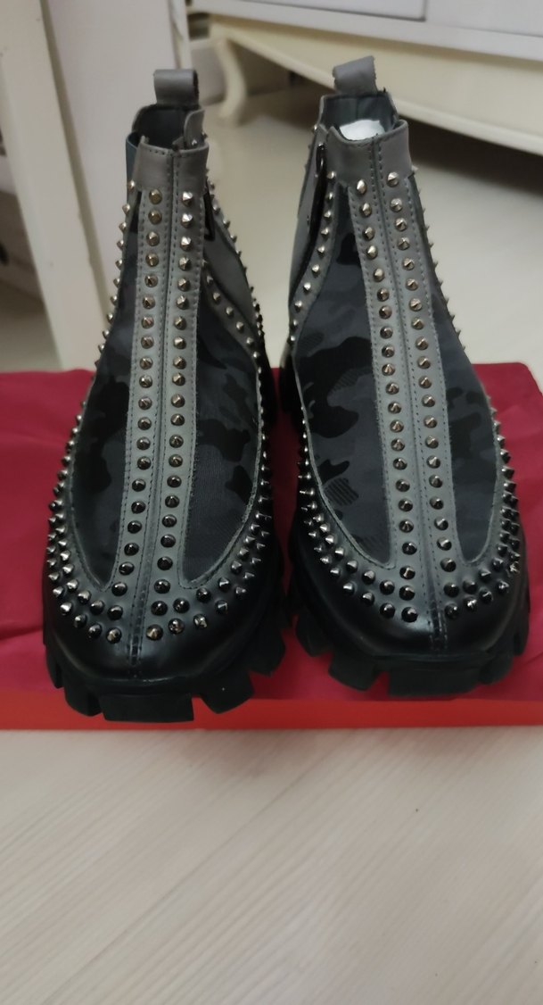 Gri Çivili Rock Punk Platform Botlar - Görsel 5