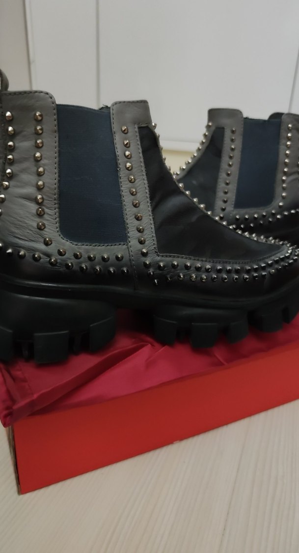 Gri Çivili Rock Punk Platform Botlar - Görsel 3