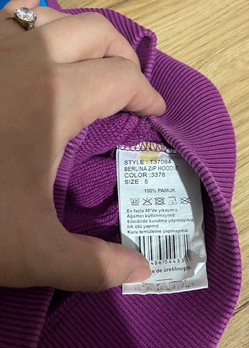 Mor Kapüşonlu Fermuarlı Kız Çocuk Ceketi - Görsel 5