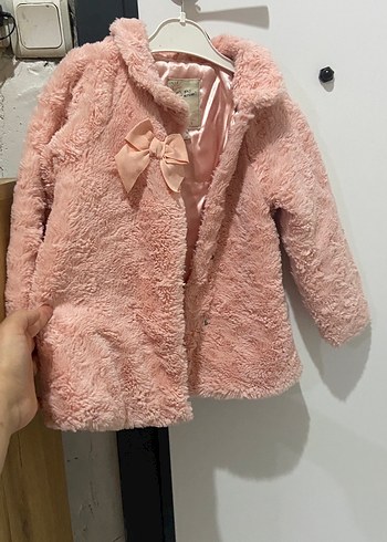 Pembe Kürklü Kız Çocuk Mont - Görsel 3