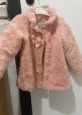 Pembe Kürklü Kız Çocuk Mont - Görsel 7