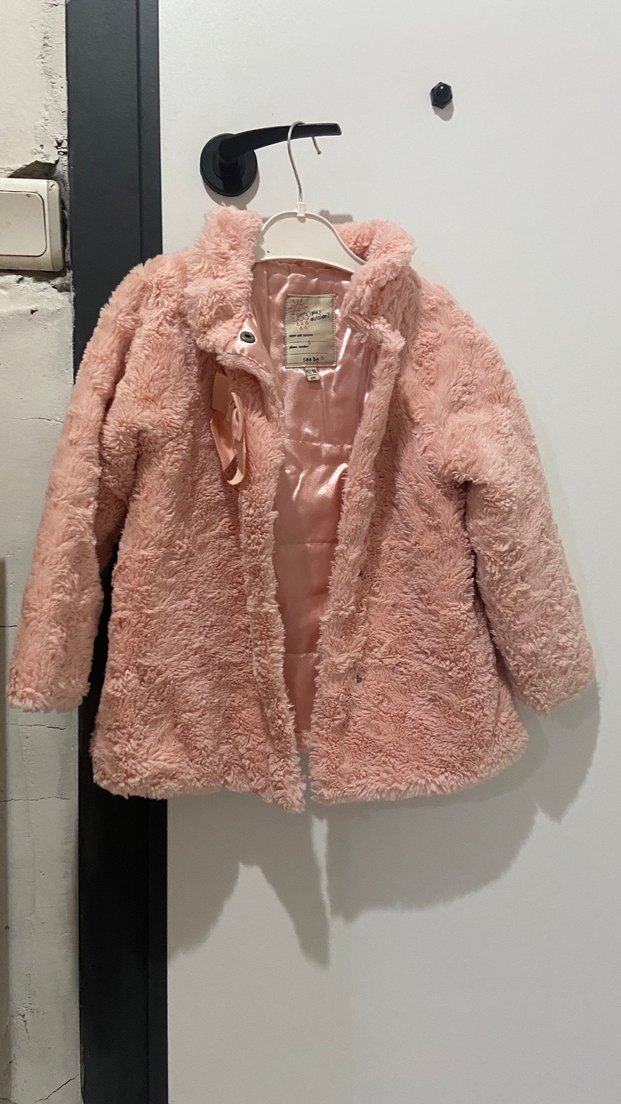 Pembe Kürklü Kız Çocuk Mont - Görsel 2