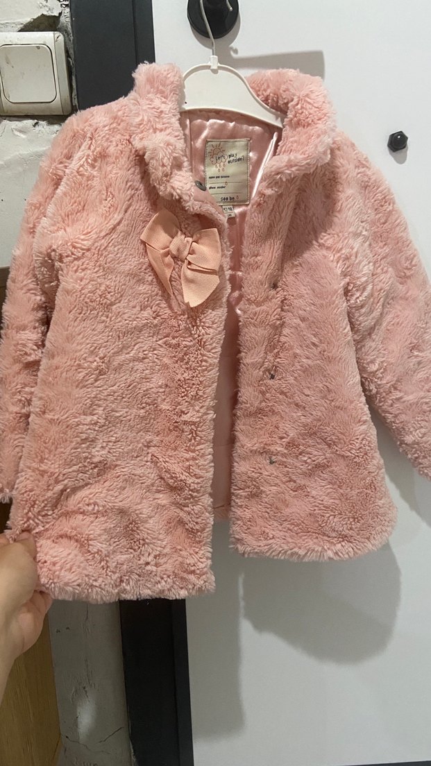 Pembe Kürklü Kız Çocuk Mont - Görsel 4