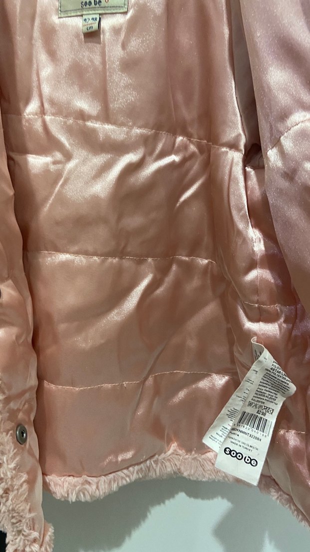 Pembe Kürklü Kız Çocuk Mont - Görsel 5