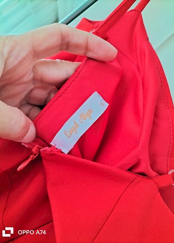 s Beden Kırmızı Mini Straplez Fırfırlı Elbise