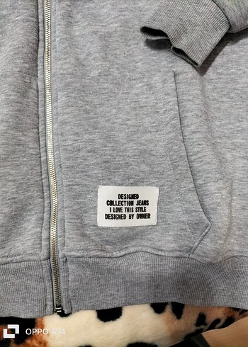 Gri Fermuarlı Kapüşonlu Kadın Sweatshirt - Görsel 3