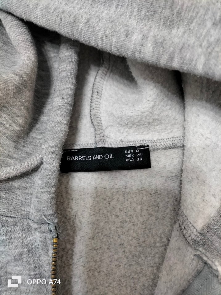 Gri Fermuarlı Kapüşonlu Kadın Sweatshirt - Görsel 2