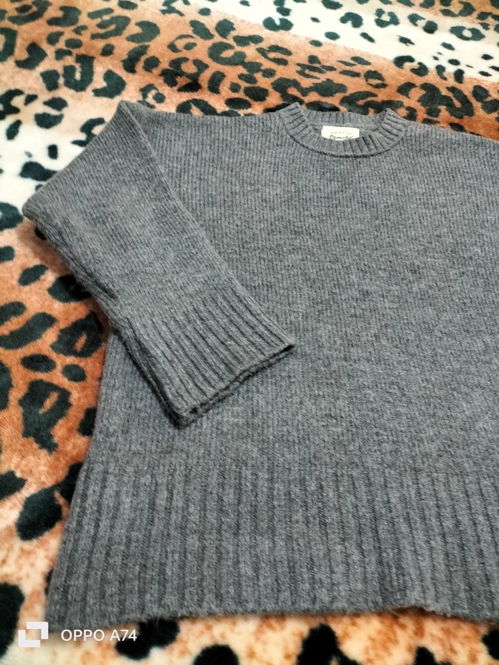 Gri Örgü Kadın Kazak - Görsel 4