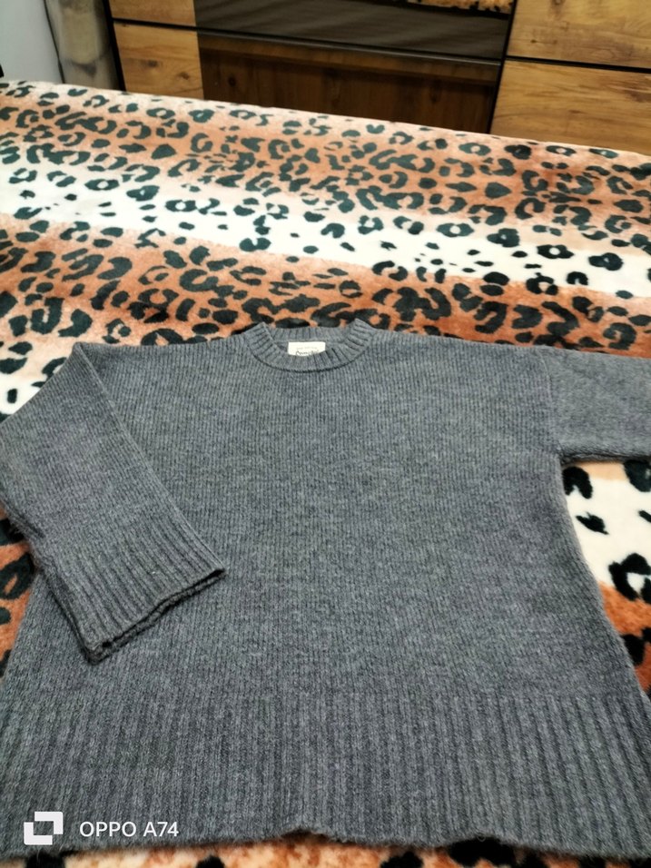 Gri Örgü Kadın Kazak - Görsel 5