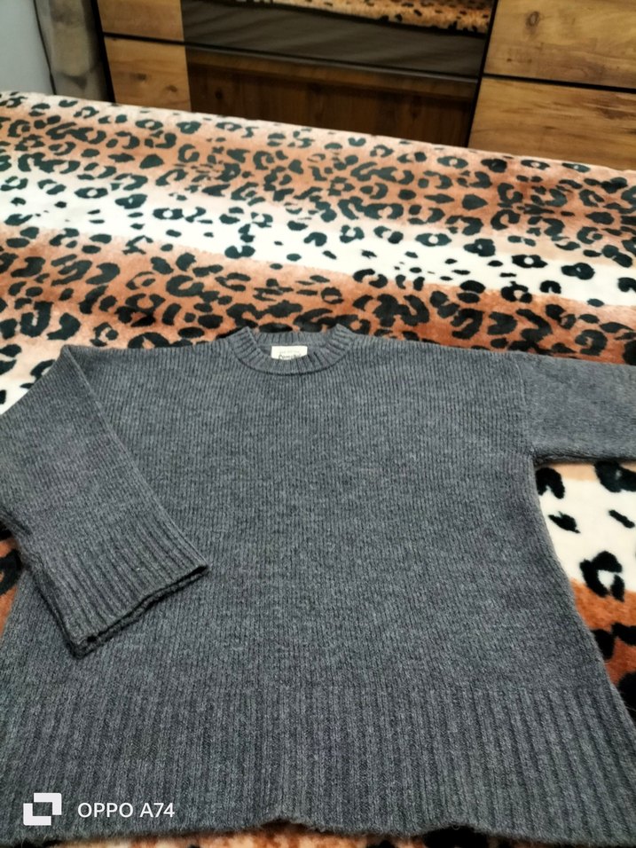 Gri Örgü Kadın Kazak - Görsel 2