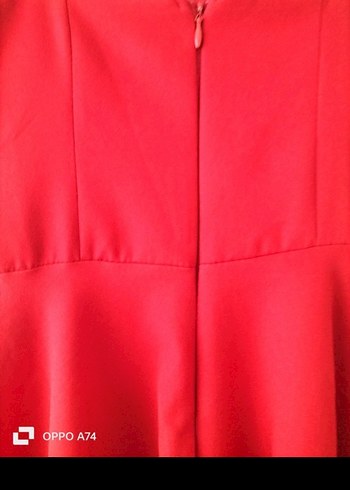 Kırmızı Mini Straplez Volanlı Elbise - Görsel 3