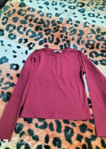 Bordo Uzun Kollu Basic Tişört - Görsel 3