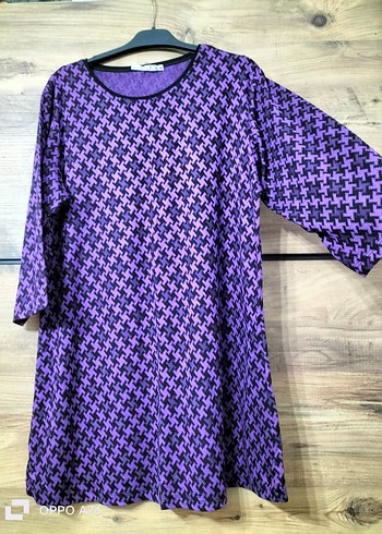 Mor Uzun Kollu Kadın Triko Tunik - Görsel 2