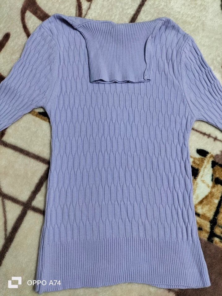 Mor Boğazlı Triko Kadın Kazak - Görsel 2