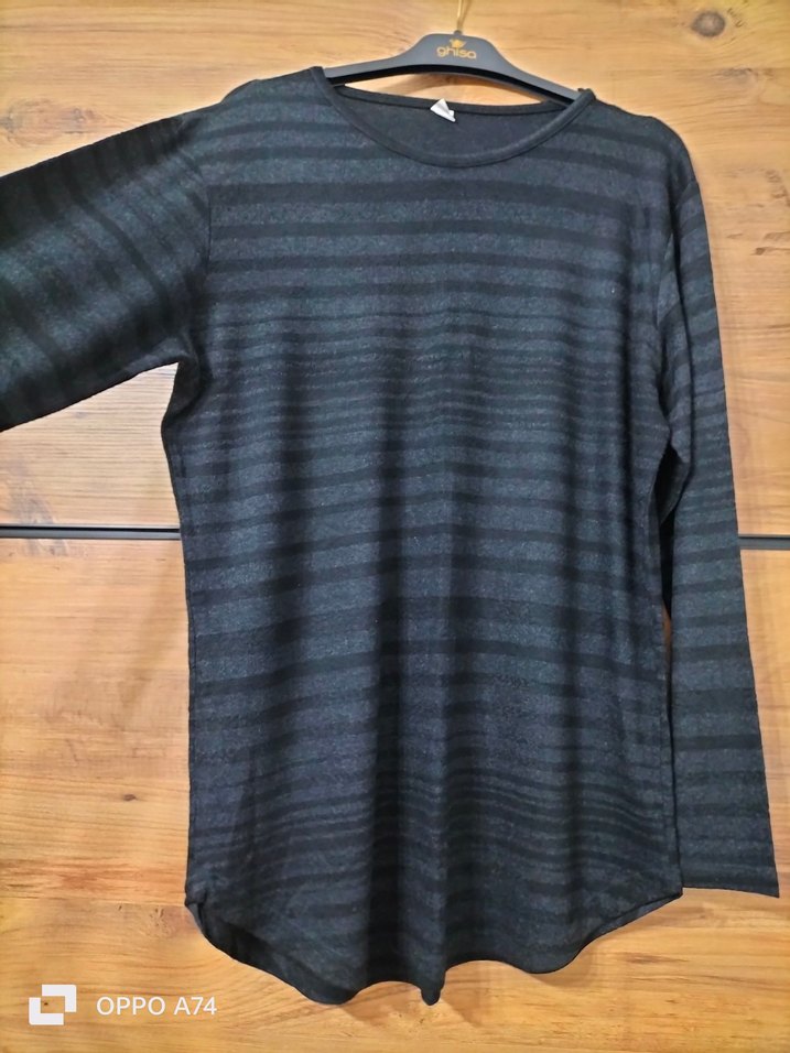 Siyah Kadın Uzun Kollu Salaş Keten Kazak - Görsel 2