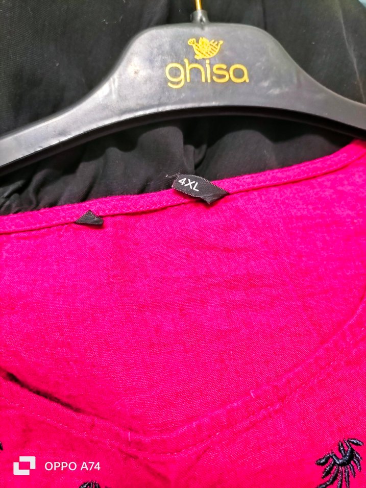 Nakışlı Uzun Kollu Pembe Keten Bluz - Görsel 3