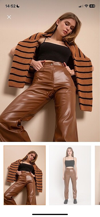Kahverengi deri pantalon m beden