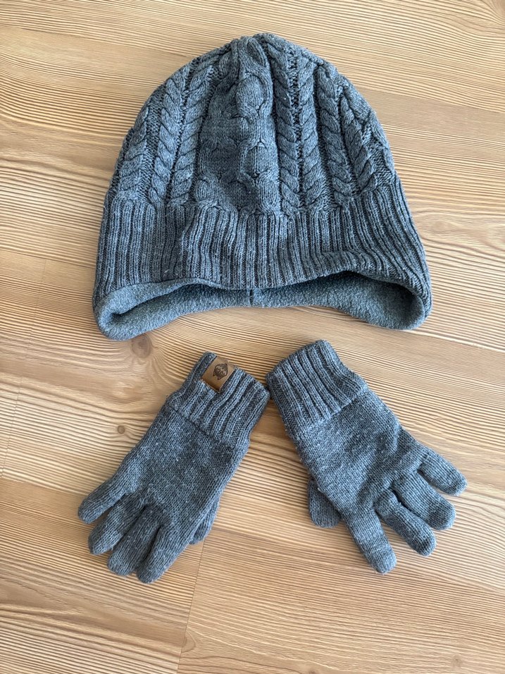 Gri Örgü Bere ve Eldiven Takımı H&M marka - Görsel 2