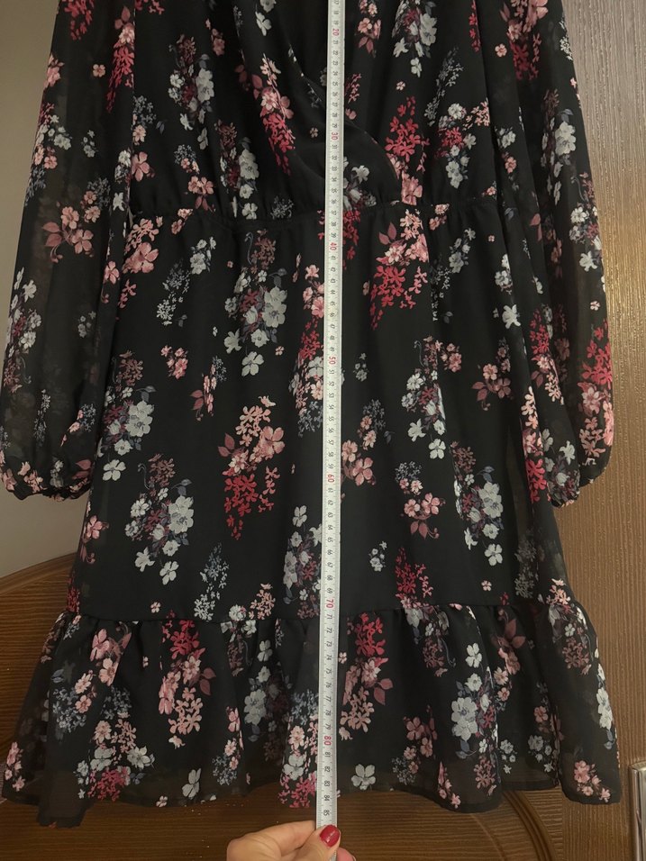 Çiçek Desenli V Yaka Bohem Elbise - Görsel 3