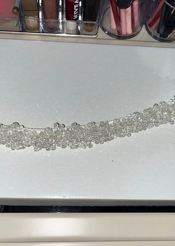 Boncuk İşlemeli Beyaz Kadın baş aksesuarı - Görsel 3