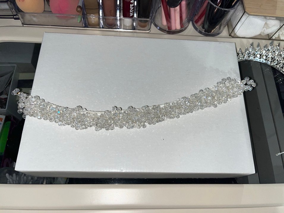 Boncuk İşlemeli Beyaz Kadın baş aksesuarı - Görsel 3