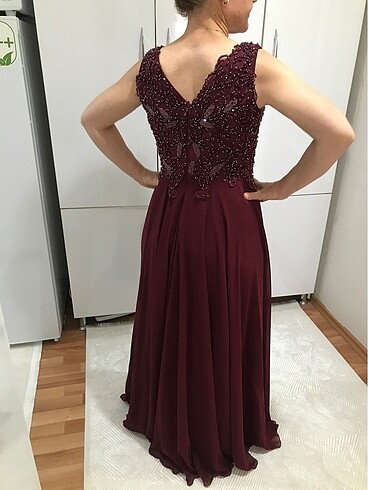 38 Beden bordo Renk Bordo Abiye Elbise