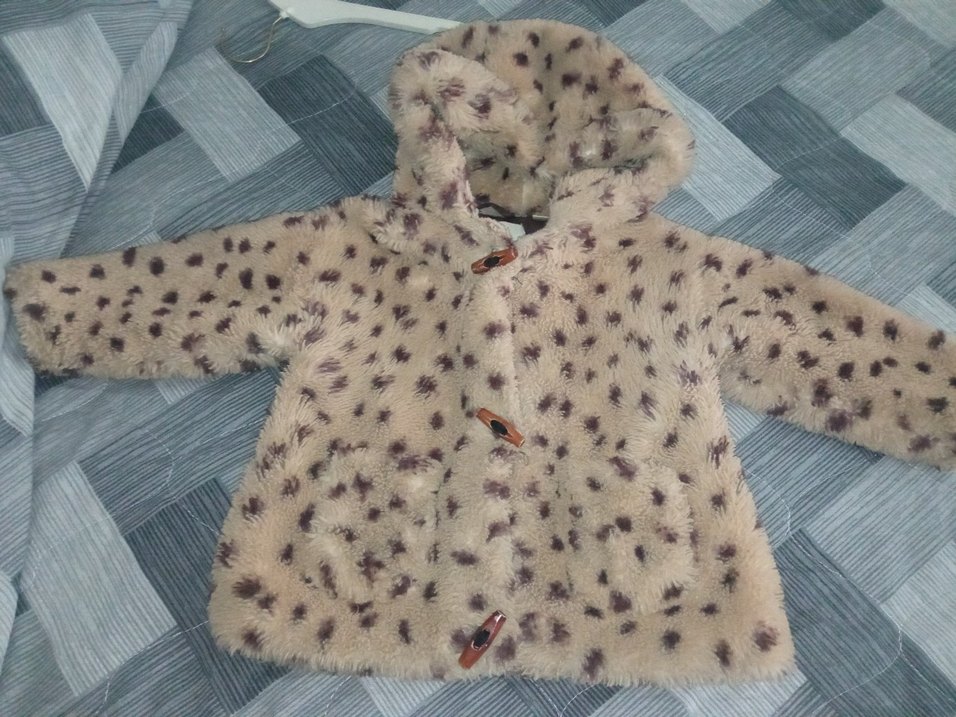 Kahverengi Kapüşonlu Kürk Detaylı Kız Mont - Görsel 4