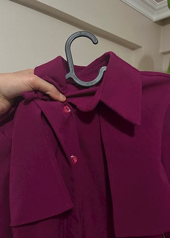 Bordo Kemerli Uzun Kadın Trençkot - Görsel 8