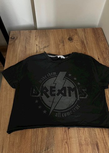 Kız Siyah Baskılı Kısa Kollu Rock Punk Tişört - Görsel 2