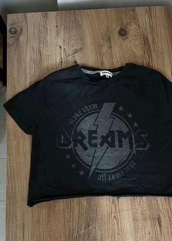 Kız Siyah Baskılı Kısa Kollu Rock Punk Tişört - Görsel 3