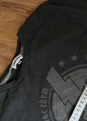 Kız Siyah Baskılı Kısa Kollu Rock Punk Tişört - Görsel 5