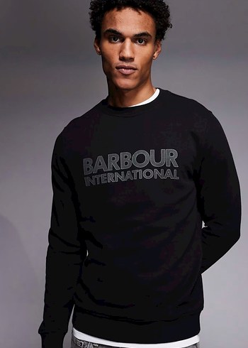 Barbour İnternational Siyah Bisiklet Yaka Sweatshirt